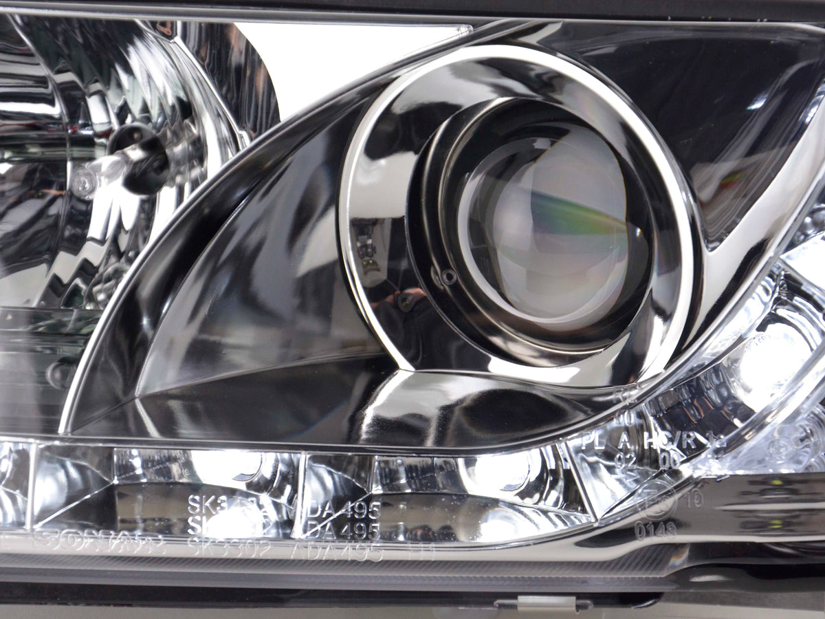 Scheinwerfer Set Daylight LED Tagfahrlicht Audi A4 B5 8D 94-99 chrom Scheinwerfer Set Daylight LED Tagfahrlicht Audi A4 B5 8D 94-99 chrom